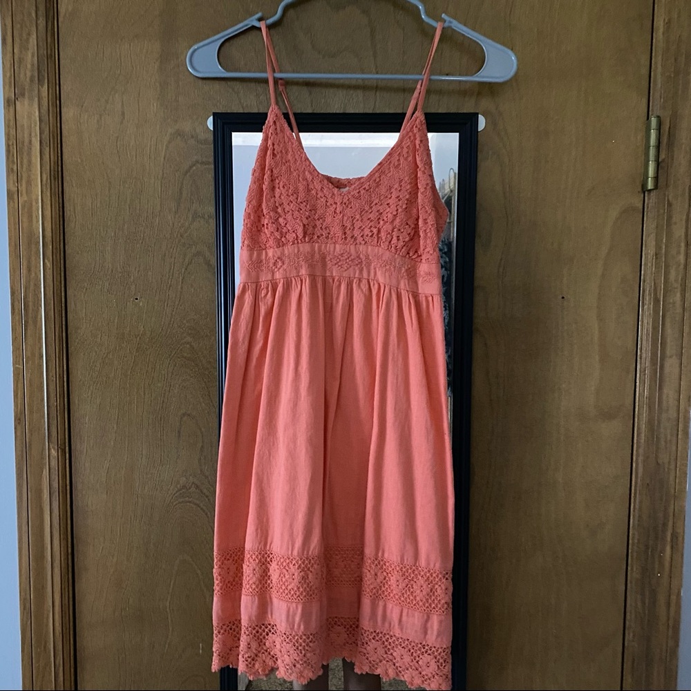 Lace & Linen Coral Sun Dress
